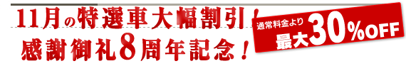 11月の特選車 通常料金より最大30%off
